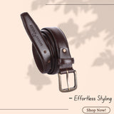 LONDON ALLEY Top Grain Genuine Leather Handmade Belt | Formal/Casual Belt for Men | 48 inches length | Adjustable size fits Waist 28-42 inches