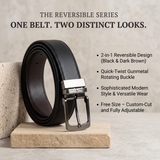 LONDON ALLEY ELK RFID Blocking Vintage Leather Wallet & Black/Brown Reversible Belt Combo Gift Box for Men