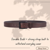 LONDON ALLEY Smooth Leather Belt for Men | Classic design for both formal and casual wear | Adjustable waistband upto 46 inches.