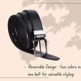 LONDON ALLEY Men's Reversible Leather belt | Adjustable Belt size fits Waist 28-46 inches