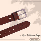 LONDON ALLEY Dark Brown Leather Belt for Men | Adjustable waistband upto 46 inches | Unique Printed design on the Belt