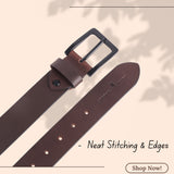 LONDON ALLEY Smooth Leather Belt for Men | Classic design for both formal and casual wear | Adjustable waistband upto 46 inches.