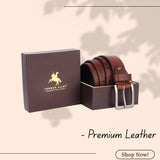 LONDON ALLEY Dark Brown Leather Belt for Men | Adjustable waistband upto 46 inches | Unique Printed design on the Belt