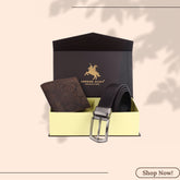 LONDON ALLEY ELK RFID Blocking Vintage Leather Wallet & Black/Brown Reversible Belt Combo Gift Box for Men