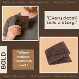 LONDON ALLEY Biker Vintage Brown Leather Wallet for Men.
