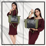 Women’s Premium Tote Handbag with Detachable Crossbody Strap – Green & Black