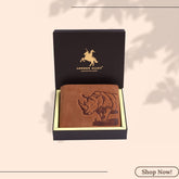 London Alley Rhino Vintage Leather Wallet For Men, 6 Card Slot | RFID Blocking
