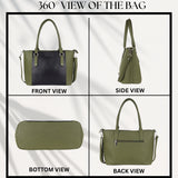 Women’s Premium Tote Handbag with Detachable Crossbody Strap – Green & Black