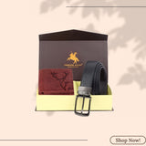 LONDON ALLEY ELK RFID Blocking Vintage Leather Wallet & Black/Brown Reversible Belt Combo Gift Box for Men