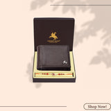 LONDON ALLEY Rakhi Gift Hamper for Brother - Classic Brown Men's Leather Wallet, Keyring and Rakhi Combo Gift Set for Brother/Mens.