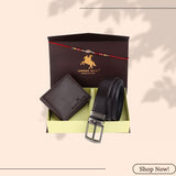 LONDON ALLEY Rakhi Gift Hamper - Classic Brown Leather Wallet, Reversable Brown/Black Belt & Traditional Rakhi Combo Gift Box for Men