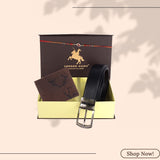 LONDON ALLEY Rakhi Gift Hamper - Elk Vintage Brown Leather Wallet, Reversable Brown/Black Belt & Traditional Rakhi Combo Gift Box for Men