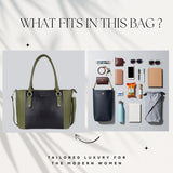 Women’s Premium Tote Handbag with Detachable Crossbody Strap – Green & Black