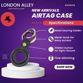 LONDON ALLEY Vintage Blue Airtag Case for Apple Airtags | Genuine Leather Case Protective Cover for Airtag Case Locator Tracker Anti-Lost Device Keychain Protection Sleeve