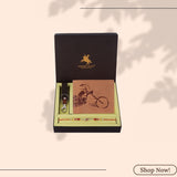London Alley Harley Rakhi Gift Hamper for Brother - Men's Vintage Brown Leather Wallet, Keyring and Rakhi Combo Gift Set for Brother