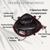 Women’s Premium Tote Handbag with Detachable Crossbody Strap – Brown & Black