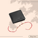 LONDON ALLEY Rakhi Gift Hamper for Brother - Men's Brown Leather Wallet, Brown Keyring and Rakhi Combo Gift Set for Brother