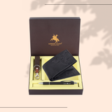 London Alley Jason Leather Wallet Gift Set – Wallet, Keychain & Pen