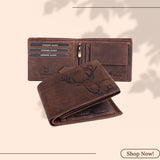 LONDON ALLEY ELK RFID Blocking Vintage Leather Wallet & Black/Brown Reversible Belt Combo Gift Box for Men