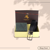 LONDON ALLEY Rakhi Gift Hamper - Elk Vintage Brown Leather Wallet, Reversable Brown/Black Belt & Traditional Rakhi Combo Gift Box for Men