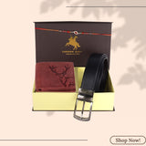 LONDON ALLEY Rakhi Gift Hamper - Elk Vintage Brown Leather Wallet, Reversable Brown/Black Belt & Traditional Rakhi Combo Gift Box for Men