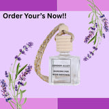 London Alley Car Perfume Hanging Pod | Lavender Fragrance Oils in Glass Bottle with Wooden Diffuser Lid | Interior car perfumes and fresheners | Air Freshener to Freshen'up Your Car.