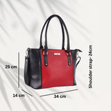 Women’s Premium Tote Handbag with Detachable Crossbody Strap – Red & Black
