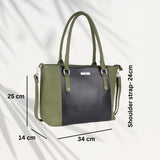 Women’s Premium Tote Handbag with Detachable Crossbody Strap – Green & Black