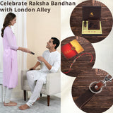 London Alley Harley Rakhi Gift Hamper for Brother - Men's Vintage Brown Leather Wallet, Keyring and Rakhi Combo Gift Set for Brother