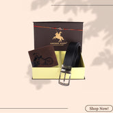 LONDON ALLEY Rakhi Gift Hamper - Harley Vintage Tan Leather Wallet, Reversable Brown/Black Belt & Traditional Rakhi Combo Gift Box for Men