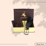 LONDON ALLEY Rakhi Gift Hamper - Harley Vintage Tan Leather Wallet, Reversable Brown/Black Belt & Traditional Rakhi Combo Gift Box for Men