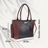 Women’s Premium Tote Handbag with Detachable Crossbody Strap – Brown & Black