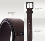 LONDON ALLEY Smooth Leather Belt for Men | Classic design for both formal and casual wear | Adjustable waistband upto 46 inches.