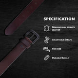 LONDON ALLEY Smooth Leather Belt for Men | Classic design for both formal and casual wear | Adjustable waistband upto 46 inches.