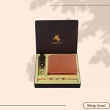 LONDON ALLEY Rakhi Gift Hamper for Brother - Men's Brown Leather Wallet, Brown Keyring and Rakhi Combo Gift Set for Brother