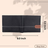 LONDON ALLEY Ash Classic Black Leather Wallet, Keyring & Pen Combo Gift Hamper for Men