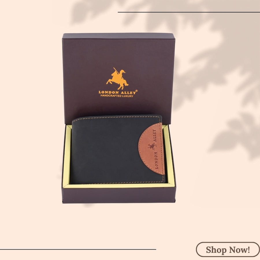 LONDON ALLEY Astor Vintage Men's Leather Wallet | RFID Protected | 6 Card Slots | Gift Box included.