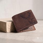 LONDON ALLEY Elk RFID Blocking Vintage Men's Leather Wallet