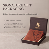 LONDON ALLEY Elk RFID Blocking Vintage Men's Leather Wallet