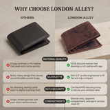 LONDON ALLEY Elk RFID Blocking Vintage Men's Leather Wallet