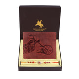 LONDON ALLEY Rakhi Gift Hamper for Brother – Harley Vintage Brown RFID Blocking Leather Wallet and Rakhi Combo Gift Set for Brother