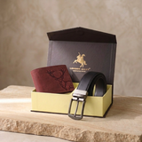 LONDON ALLEY ELK RFID Blocking Vintage Leather Wallet & Black/Brown Reversible Belt Combo Gift Box for Men