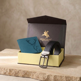 LONDON ALLEY ELK RFID Blocking Vintage Leather Wallet & Black/Brown Reversible Belt Combo Gift Box for Men