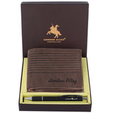 London Alley Drake Vintage RFID Blocking Leather Wallet & Pen Combo Gift Set for Men