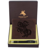 London Alley Sparta Vintage RFID Blocking Leather Wallet & Pen Combo Gift Set for Men