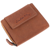 LONDON ALLEY Diva Tan Ladies Card Case with Multiple card slots and zippered compartments.