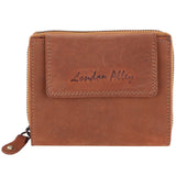 LONDON ALLEY Diva Tan Ladies Card Case with Multiple card slots and zippered compartments.