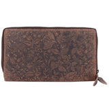 LONDON ALLEY Ana Brown Clutch | Ladies Purse with Card holders | Floral printed design.