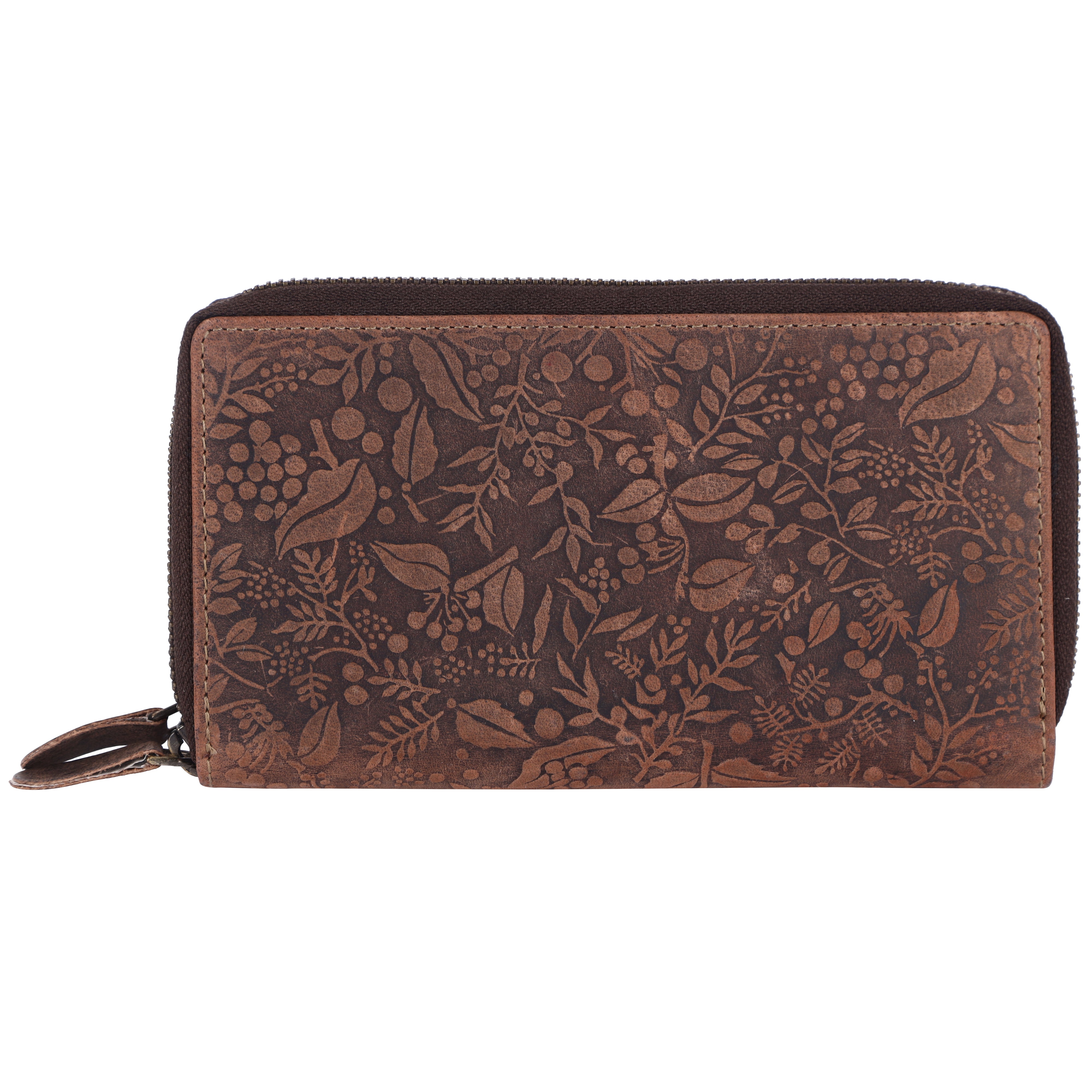 LONDON ALLEY Ana Brown Clutch | Ladies Purse with Card holders | Floral printed design.