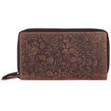 LONDON ALLEY Ana Brown Clutch | Ladies Purse with Card holders | Floral printed design.